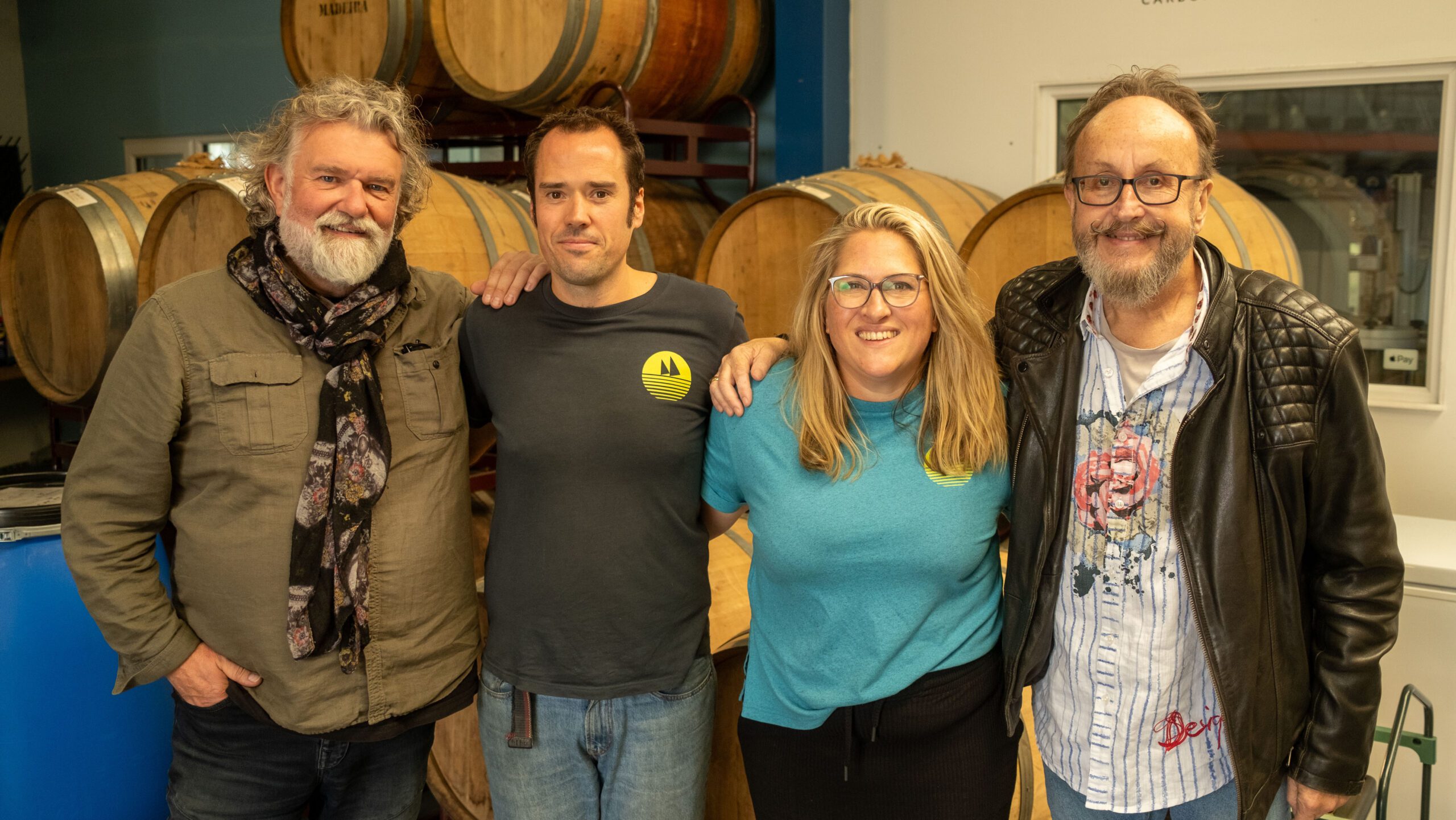 Hairy Bikers Si King and Dave Myers with two local chefs in Devon