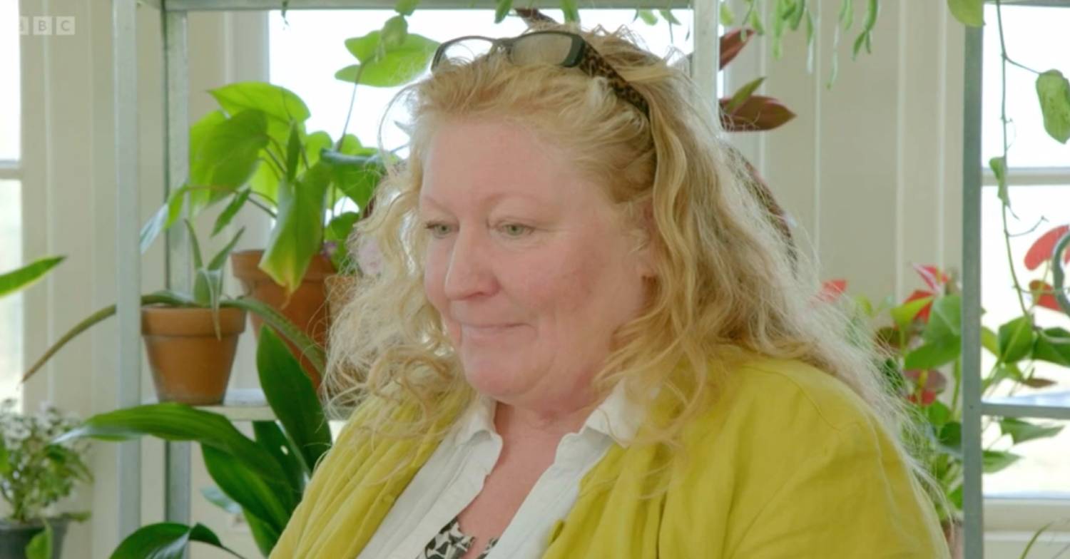 Charlie Dimmock looks nervous on Garden Rescue