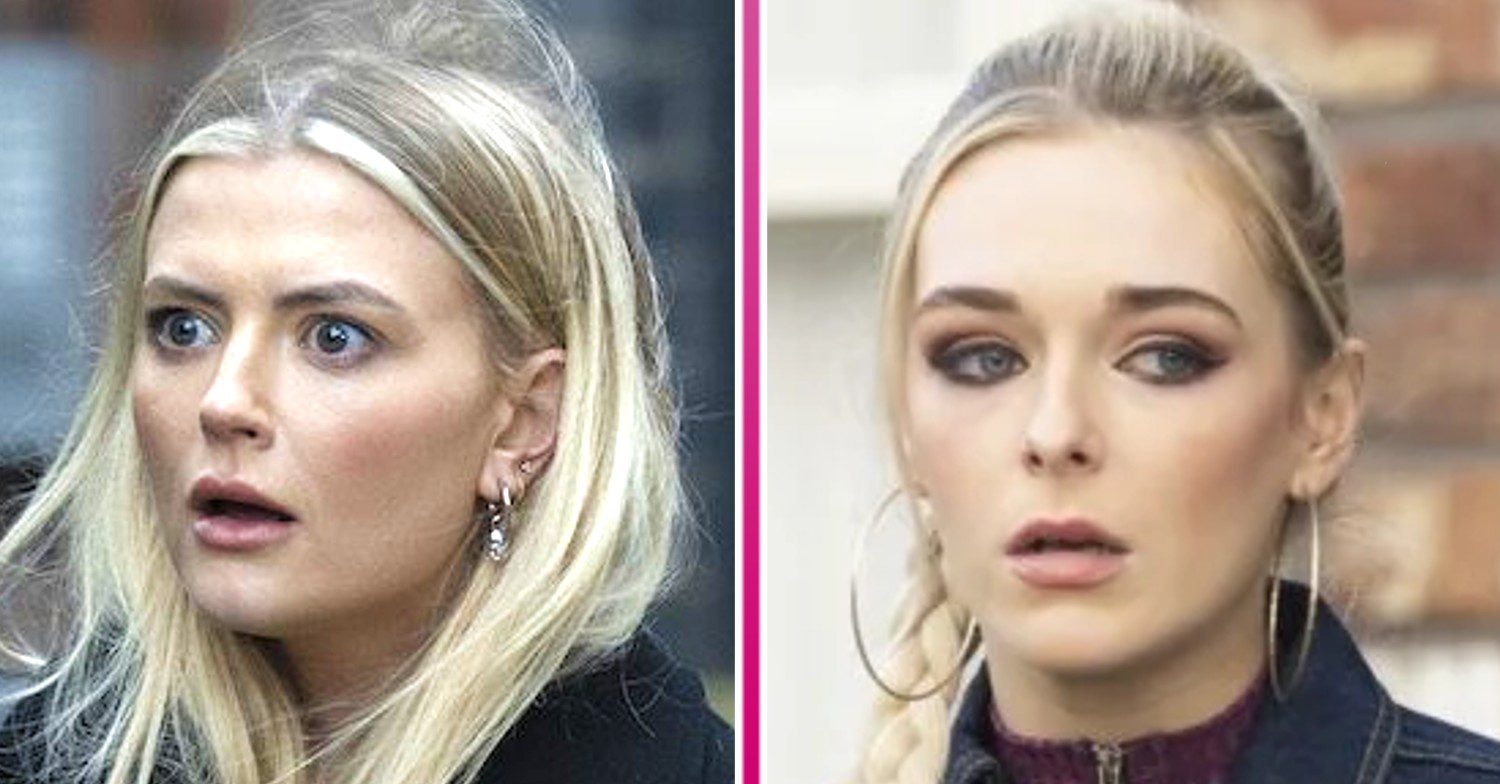 Coronation Street comp image of Bethany Platt and Lauren Bolton looking worried (Credit: ITV/Comp ED!)