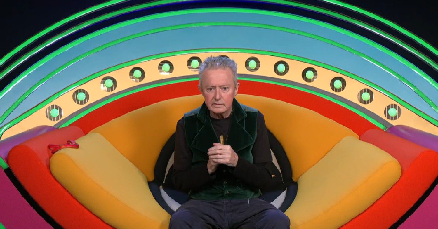 Louis Walsh sat in Celebrity Big Brother diary room