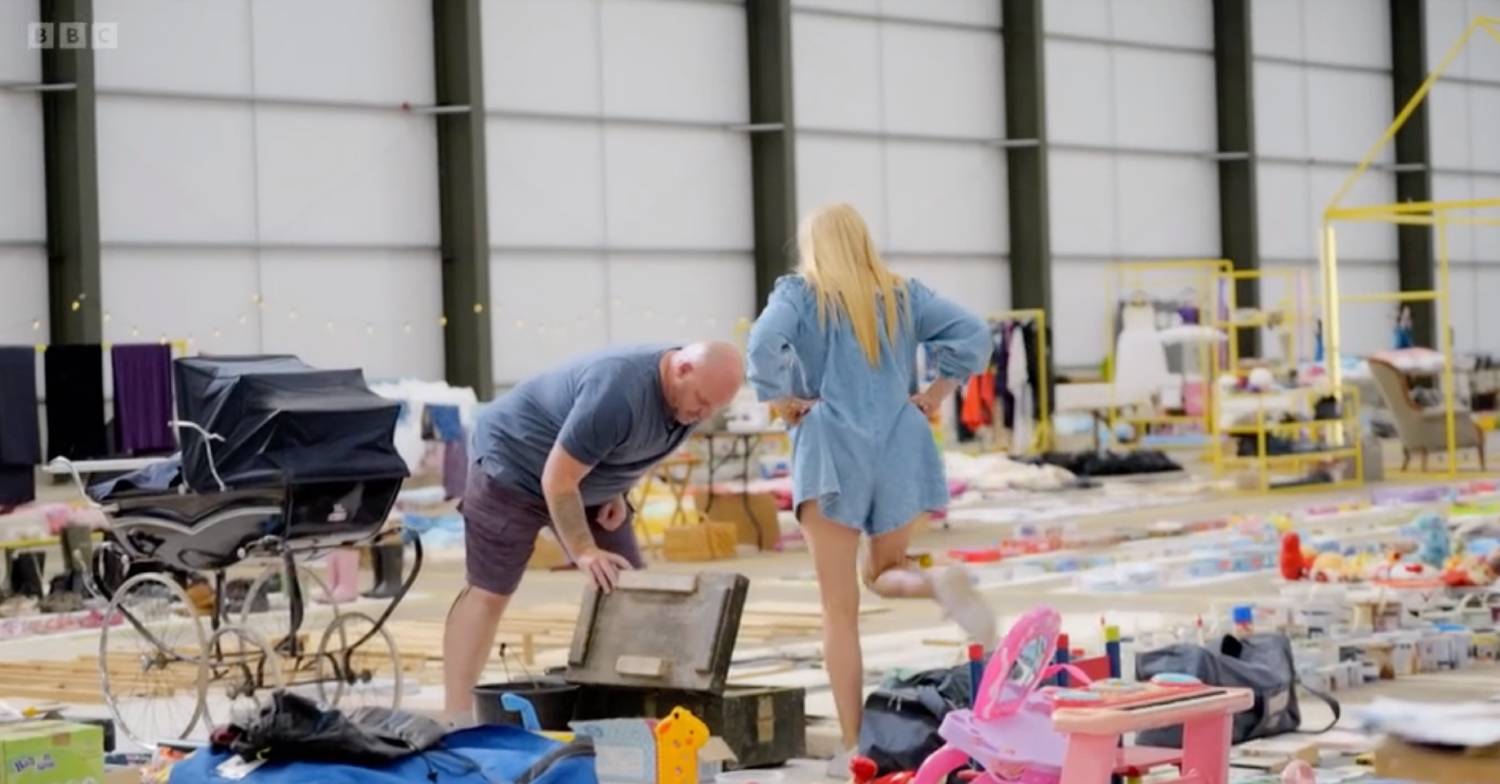 Stacey Solomon looks through items on Sort Your Life Out