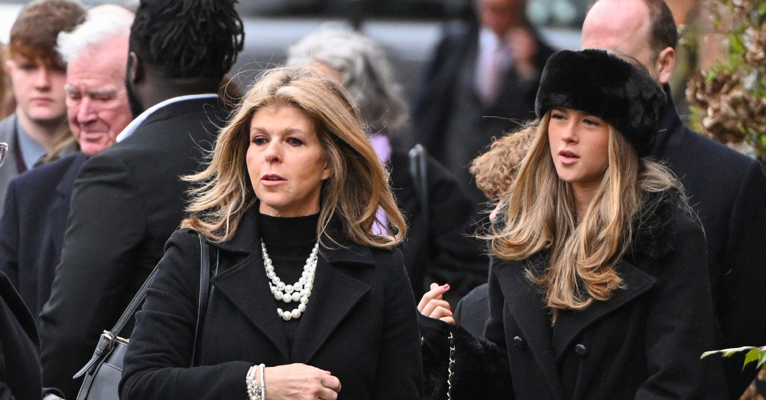 Kate Garraway and daughter Darcey at husband Derek Draper's funeral