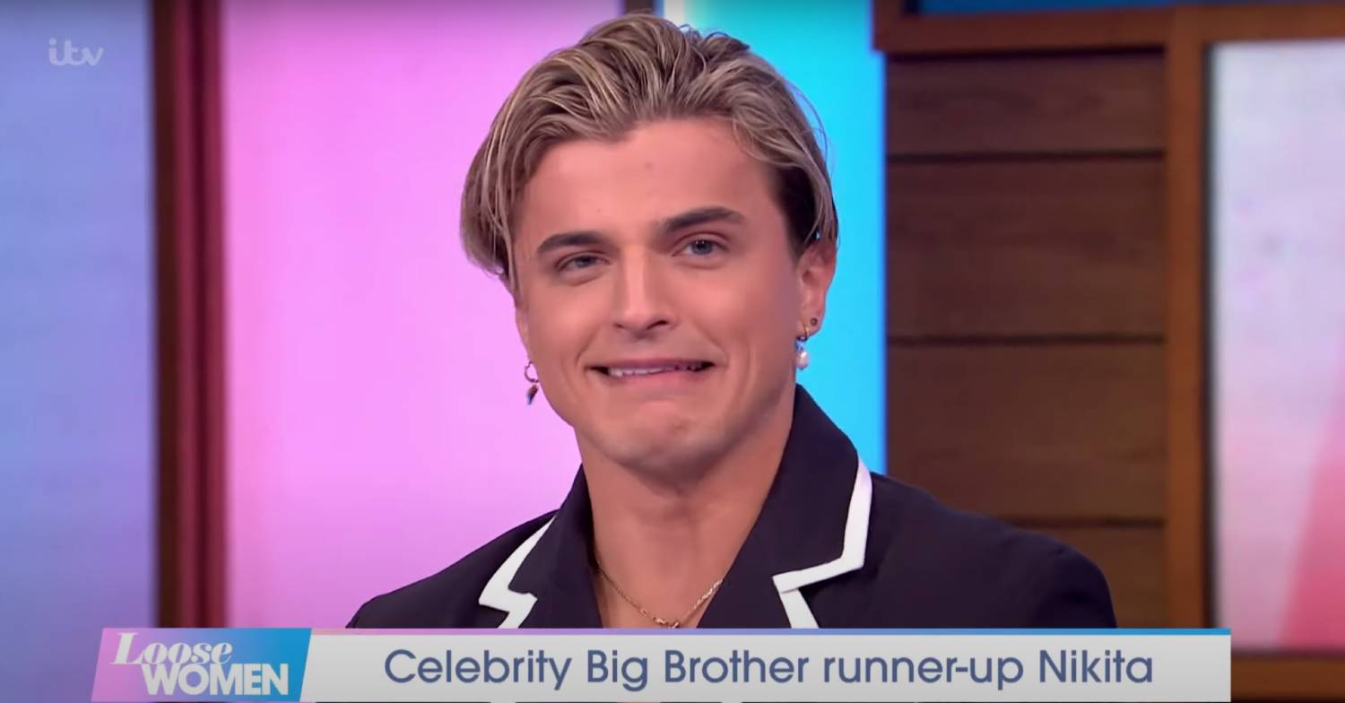 Nikita Kuzmin looks embarrassed on Loose Women today