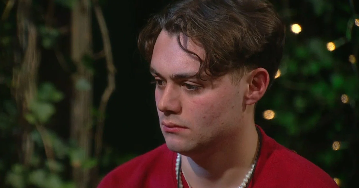 Bradley Riches frowning during Celebrity Big Brother eviction