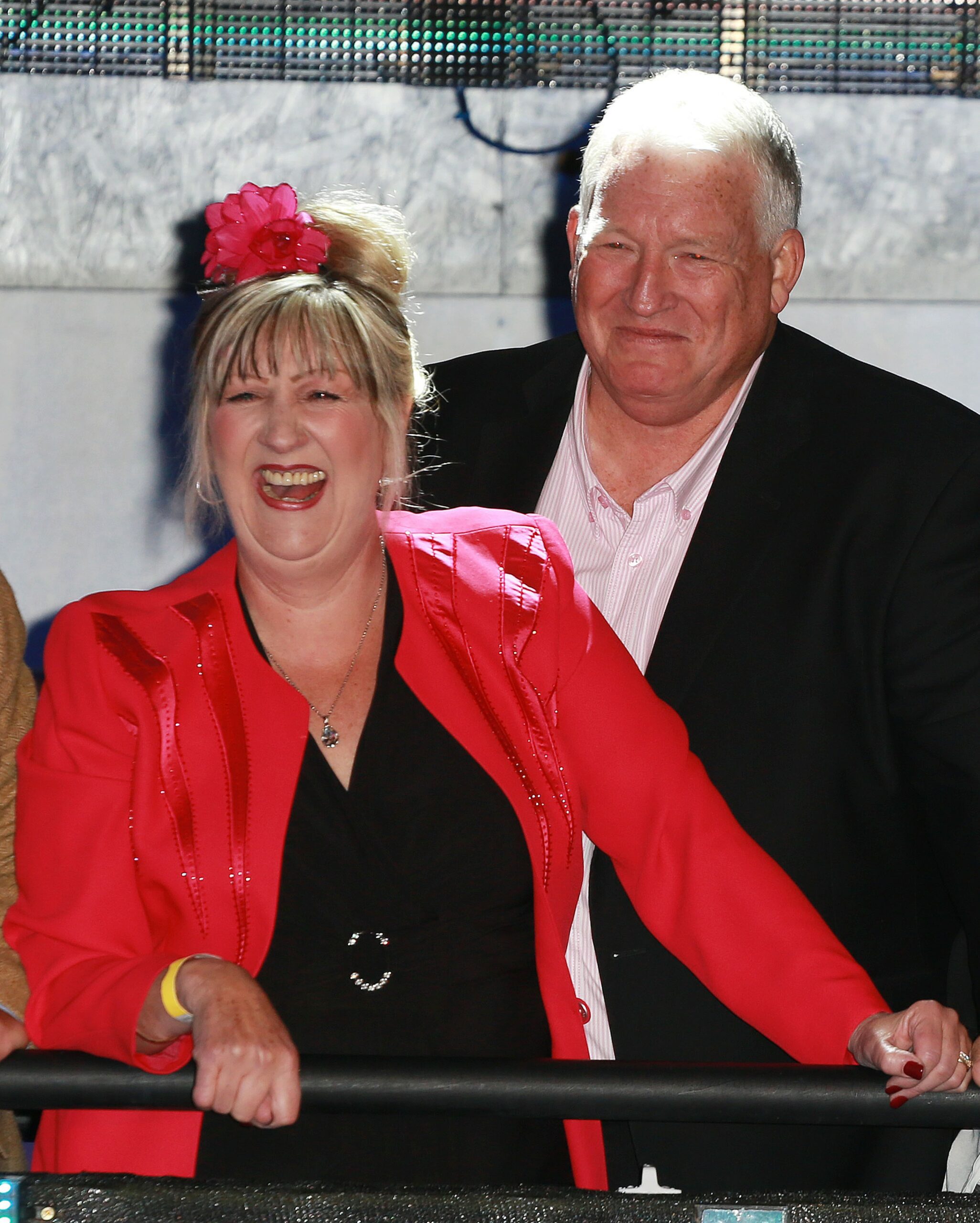 Linda McGarry and partner Pete smiling