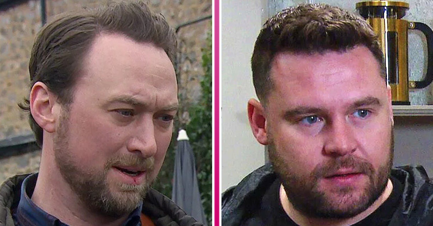 Emmerdale spoilers comp image: Liam and Aaron (Credit: ITV/Comp ED!)