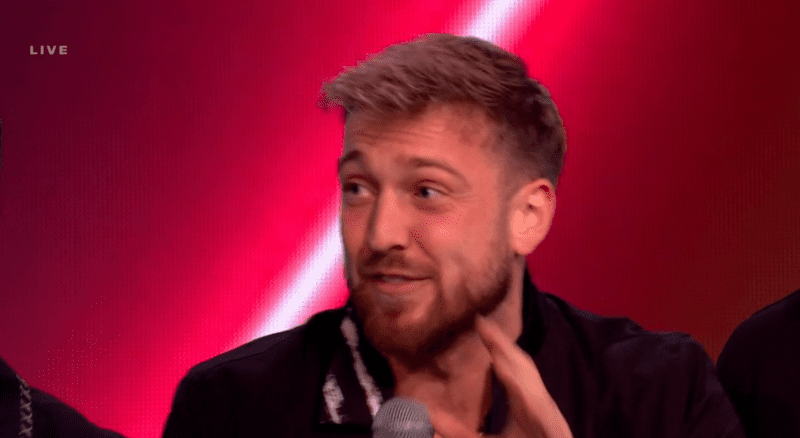 Sam smiles and talks on Saturday Night Takeaway