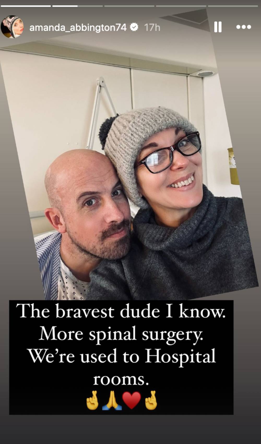 Amanda Abbington shares a post about her partner on Instagram