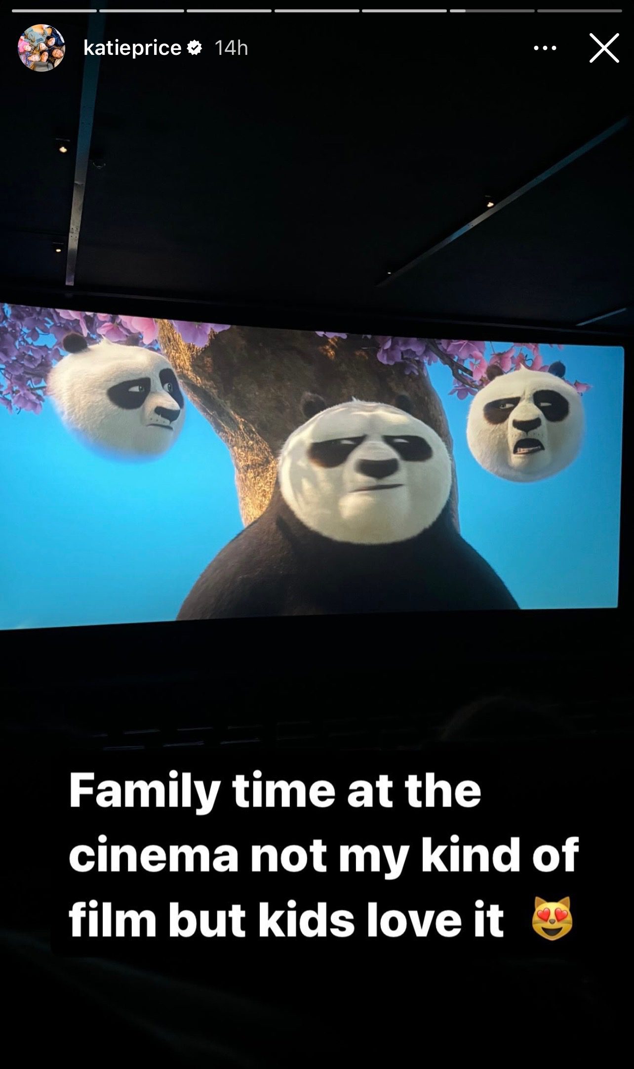 Katie Price and her kids watching a film in cinema 