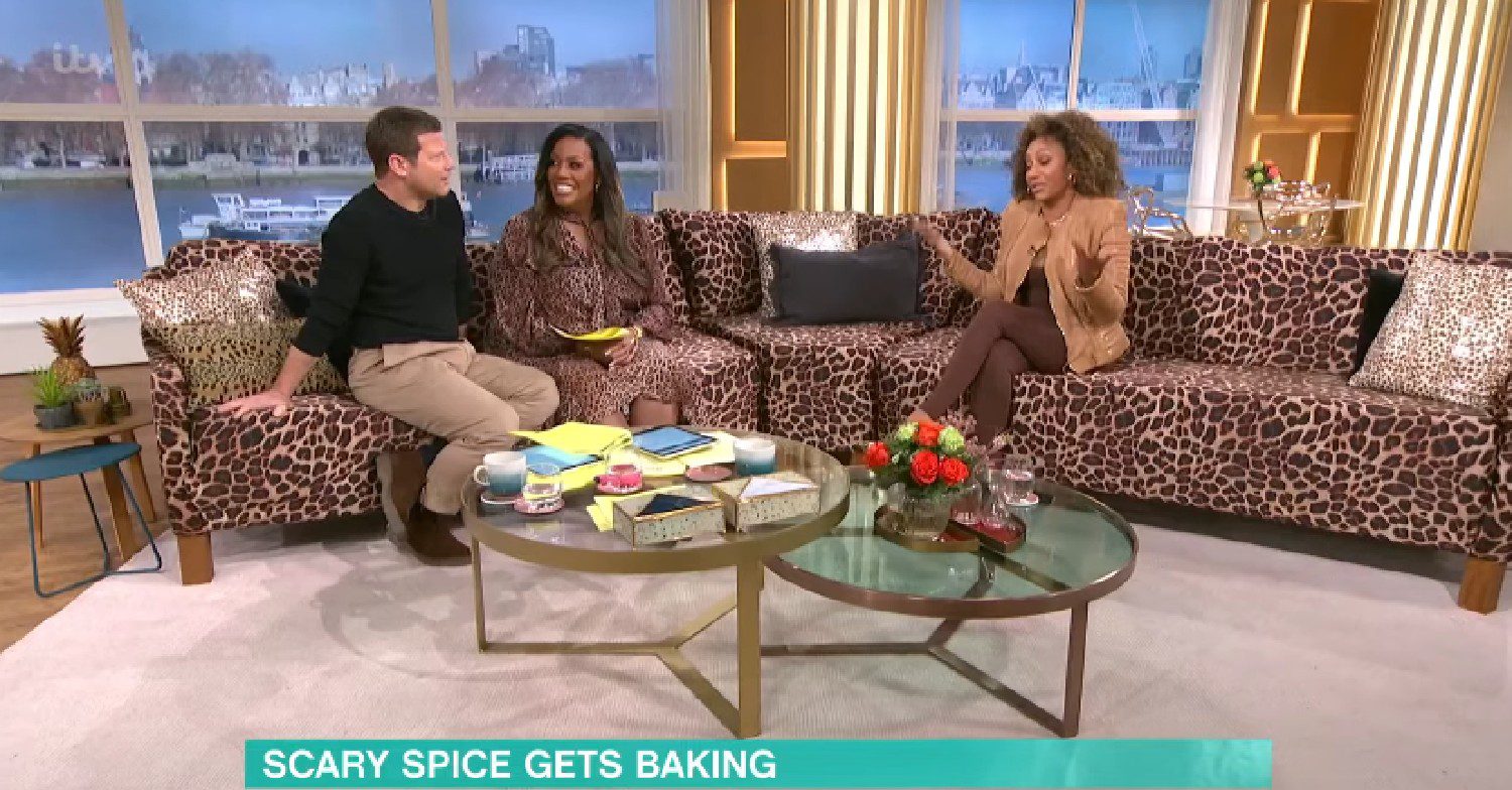Dermot O'Leary and Alison Hammond speaking to Mel B on This Morning today