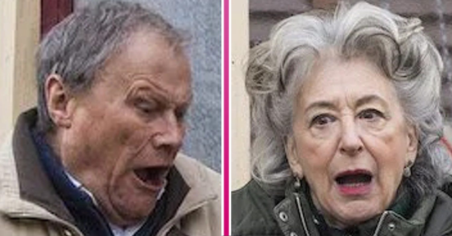 Coronation Street comp image of Roy and Evelyn looking shocked (Credit: ITV/Comp ED!)