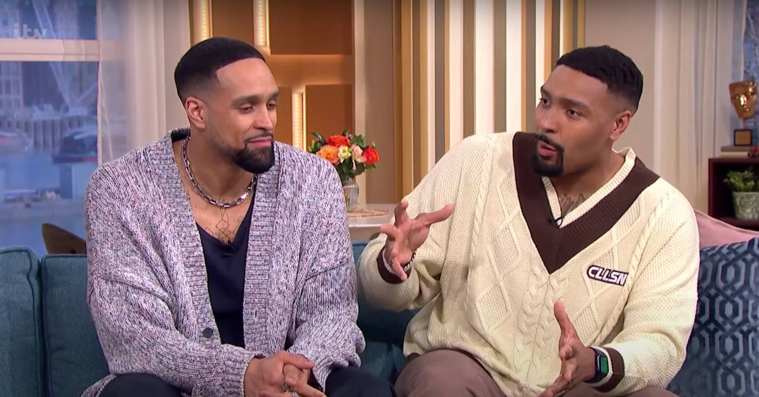 Ashley Banjo listens as Jordan Banjo speaks