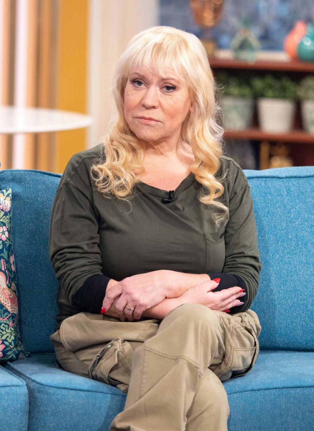 Tina Malone looks sombre on the This Morning sofa