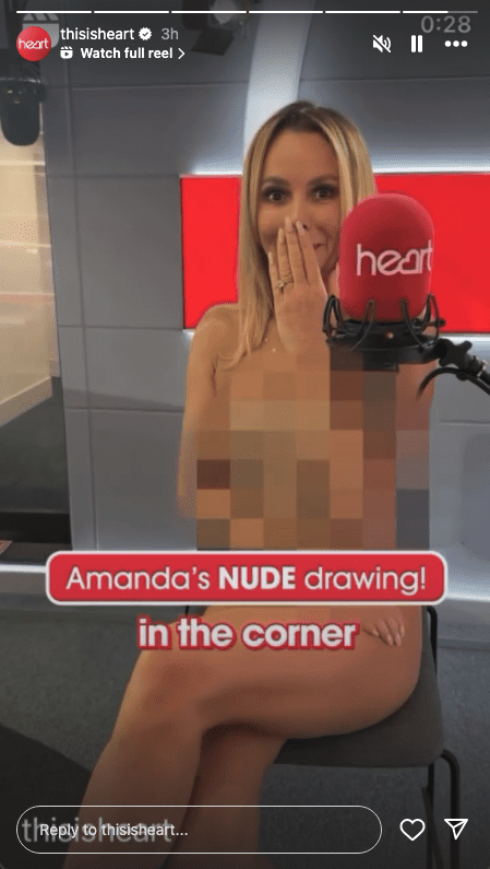 Amanda Holden sitting on a stool naked