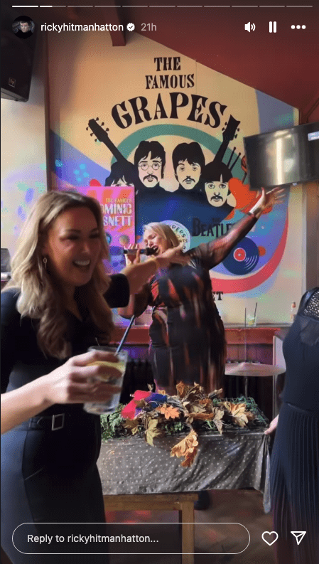 Claire Sweeney singing and dancing on a night out