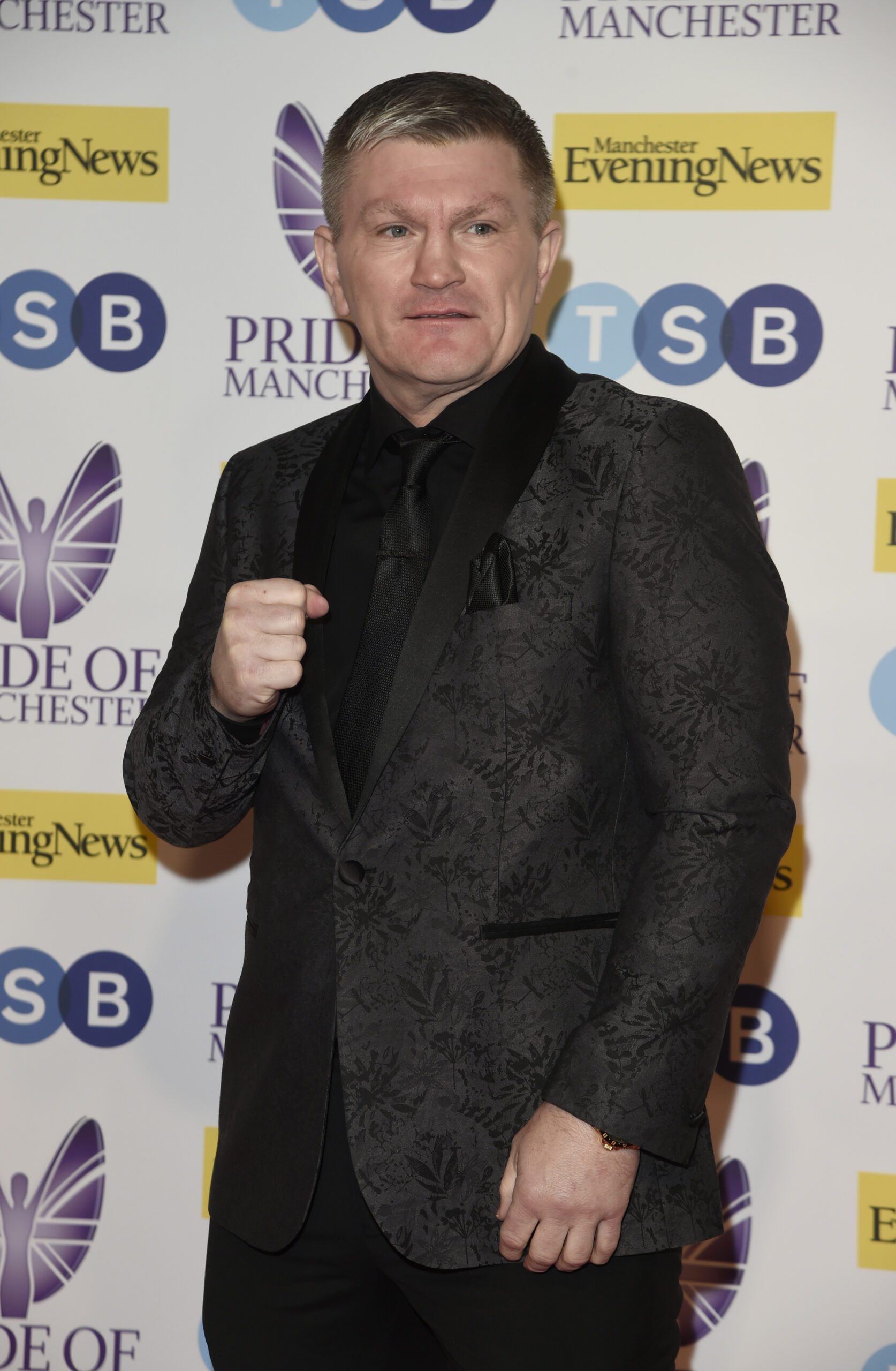 Ricky Hatton on the red carpet pulling a punch pose