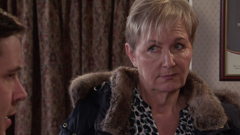 Corrie's Eileen looks at Todd suspiciously