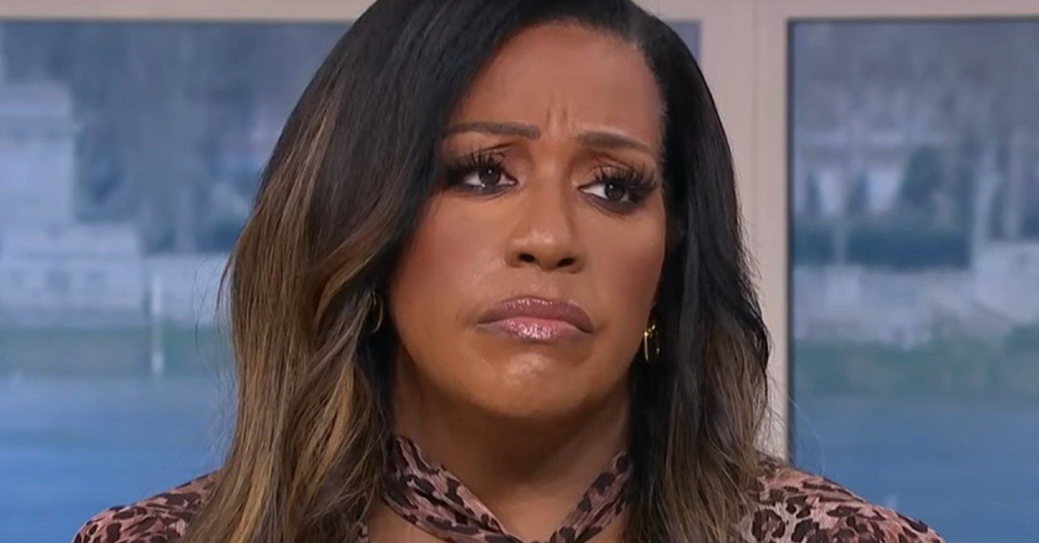 Alison Hammond news, Alison wearing leopard print and frowning on This Morning