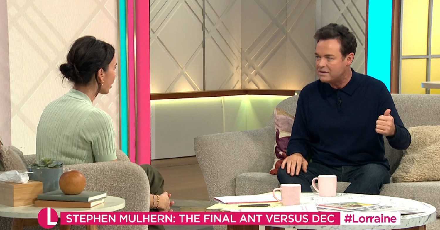 Stephen Mulhern speaking to Christine Lampard on Lorraine
