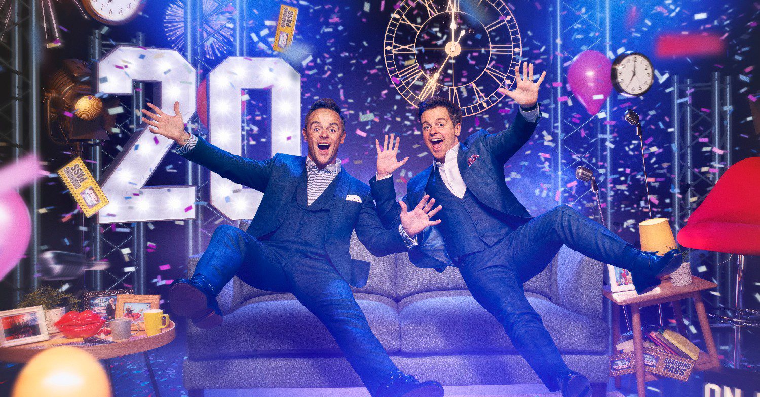 Ant and Dec jumping in Saturday Night Takeaway 2024 promo pic