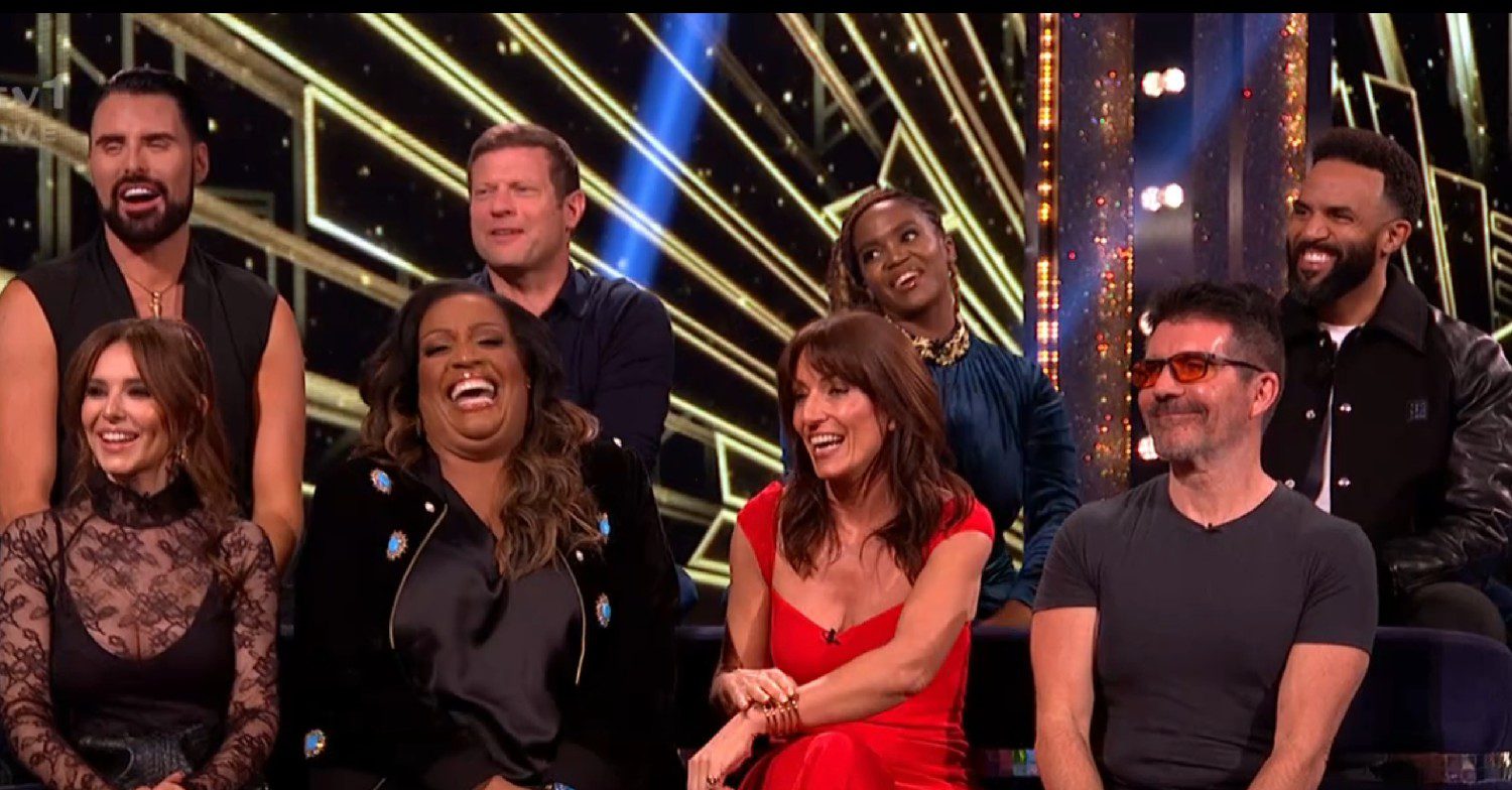 Rylan Clark, Dermot O'Leary, Oti Mabuse, Craig David, Cheryl, Alison Hammond, Davina McCall, and Simon Cowell on Saturday Night Takeaway tonight