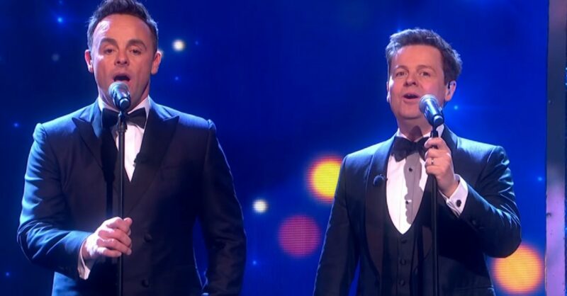 Ant and Dec singing on Saturday Night Takeaway