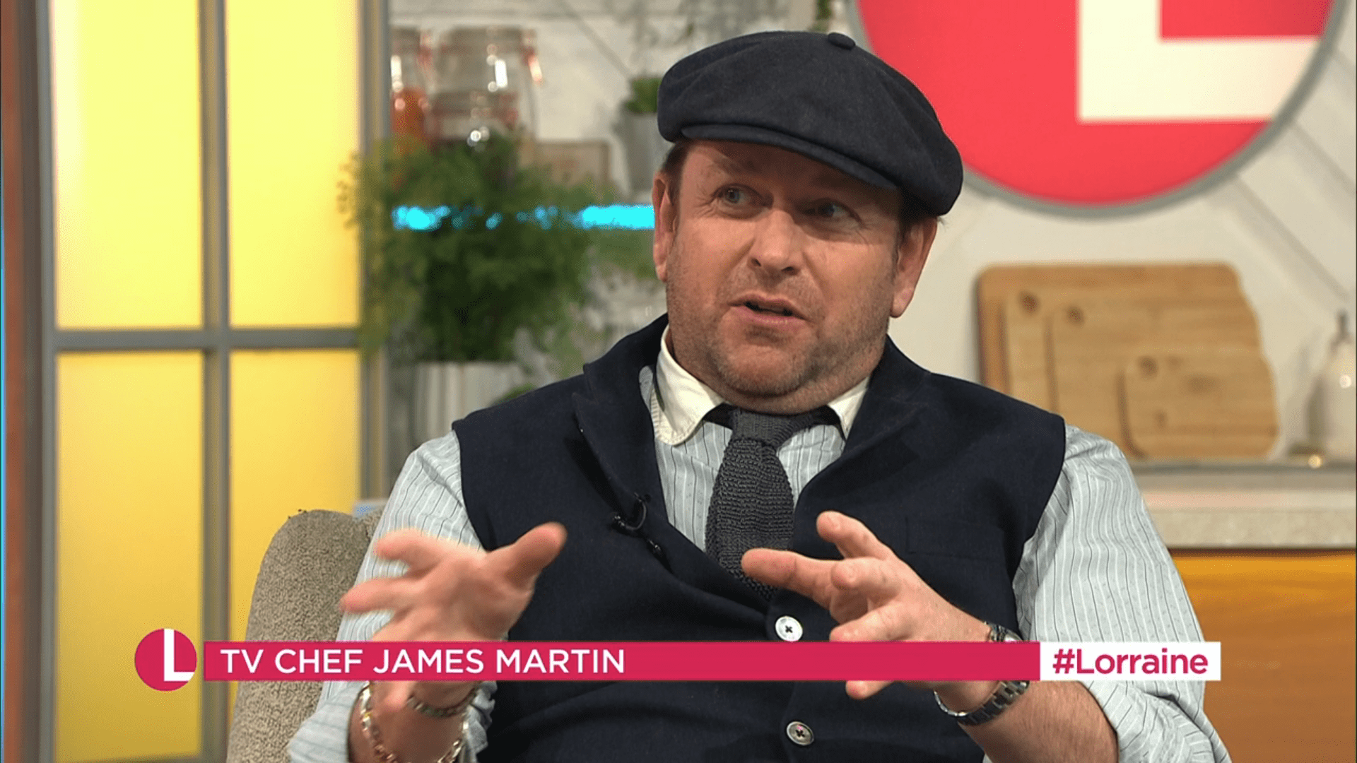 James Martin wearing a flat cap on This Morning