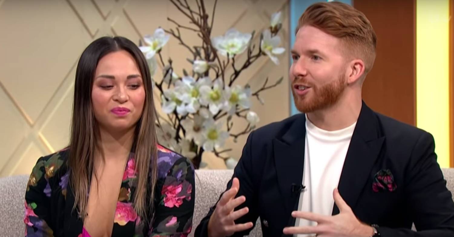 Katya Jones listens as Neil Jones talks on Lorraine
