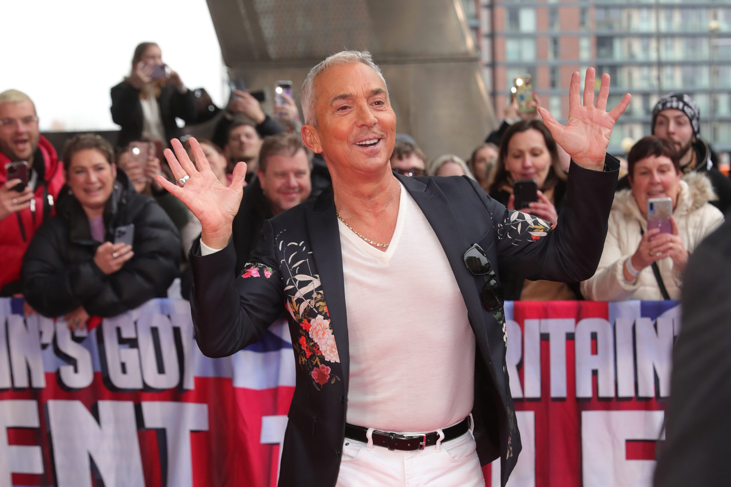 Bruno Tonioli waving at camera on BGT auditions red carpet