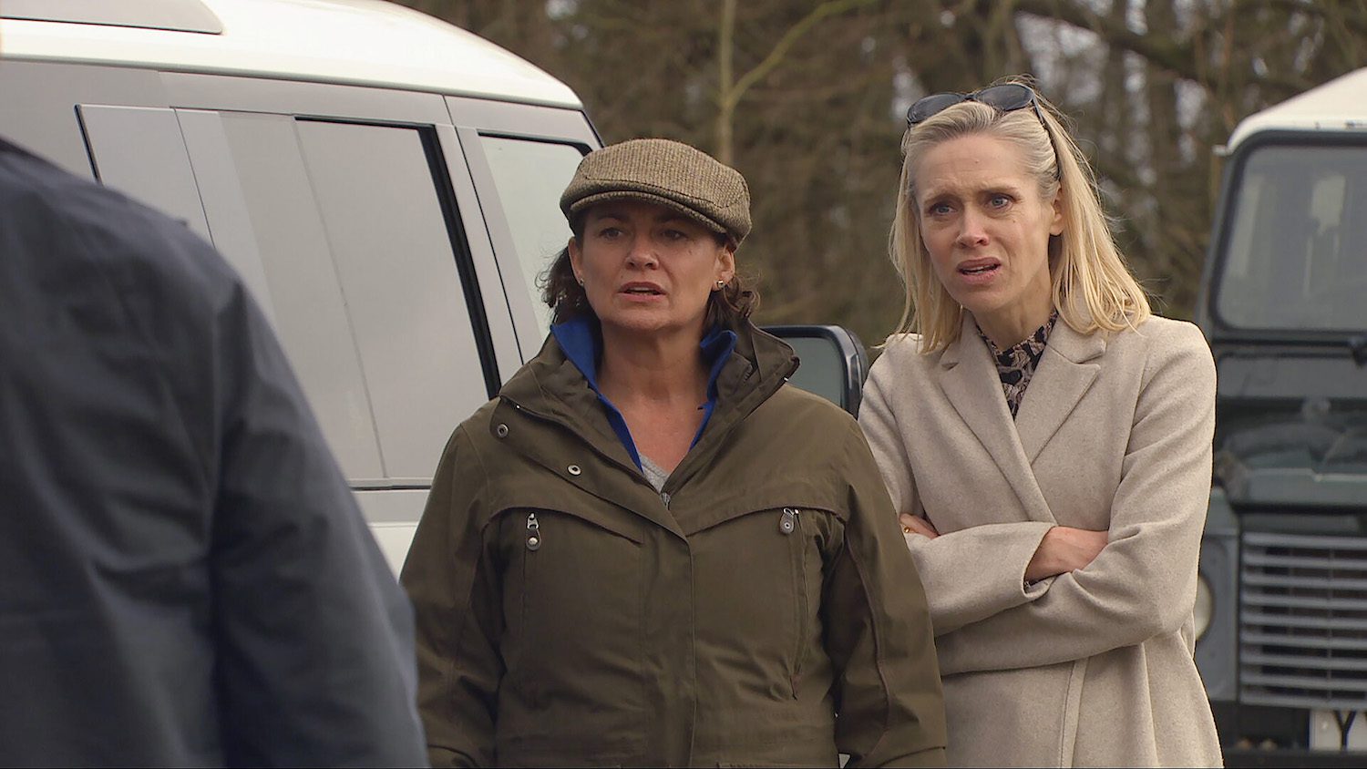 Moira and Ruby in Emmerdale look annoyed at Will