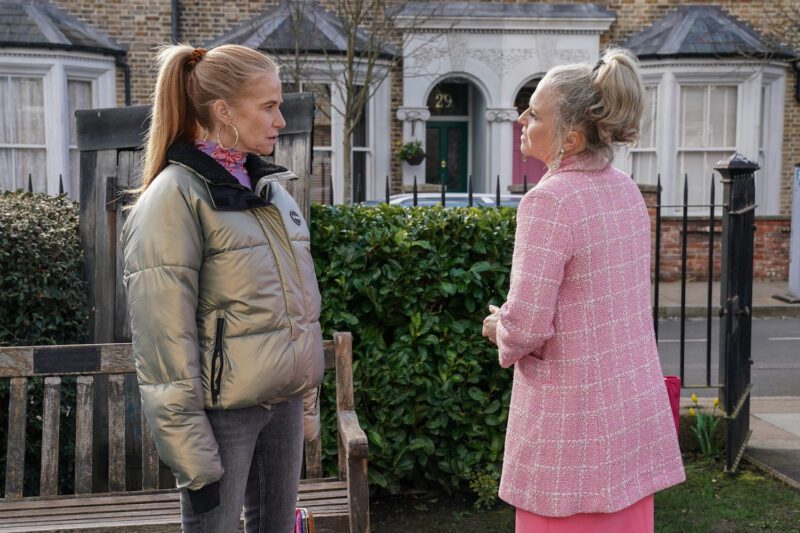 Bianca Jackson and Linda Carter talk in the Square