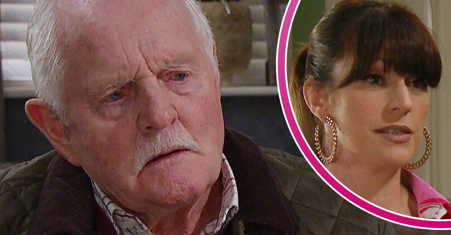 Emmerdale's Eric, and in a bubble is Kerry