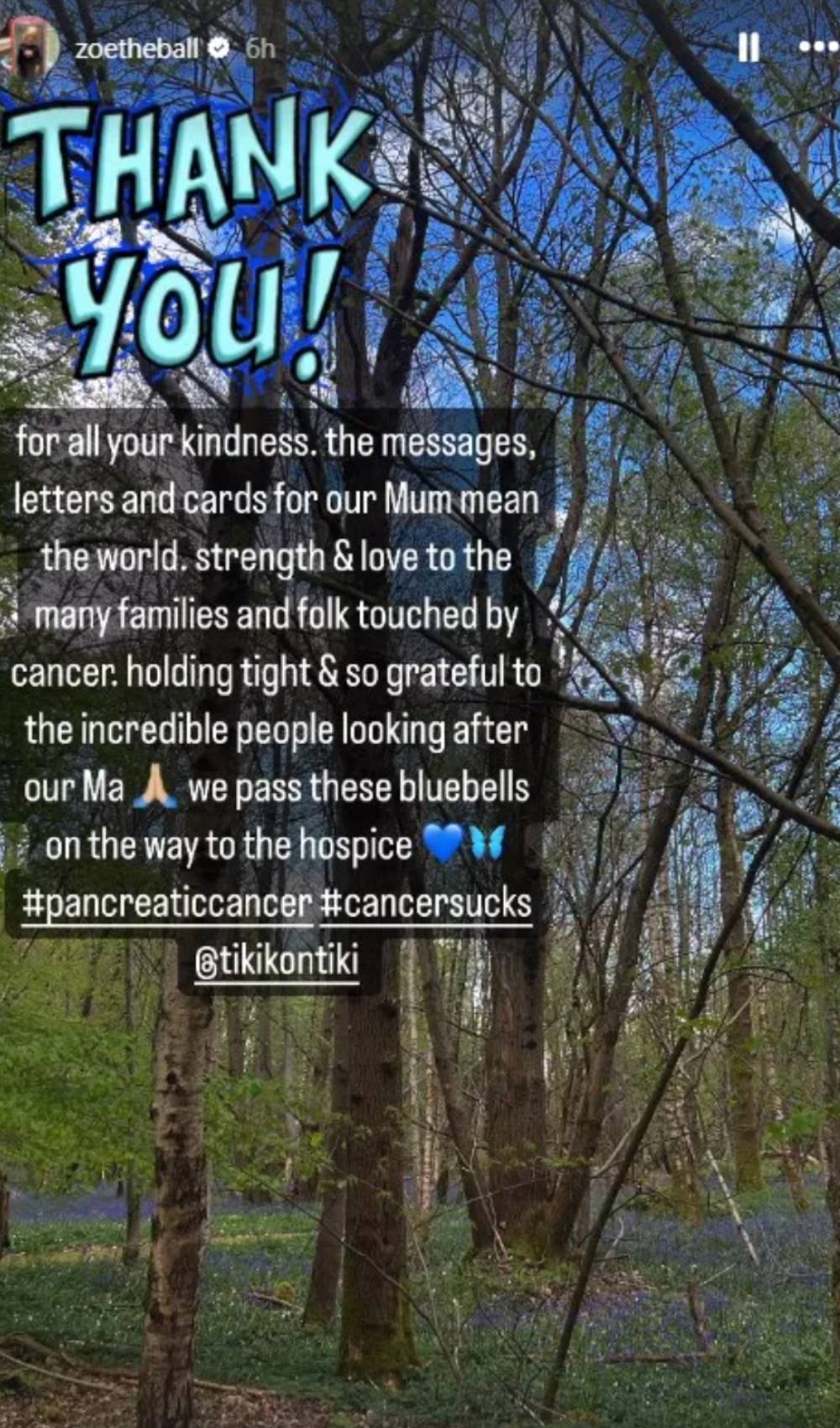 Zoe Ball shares Instagram post