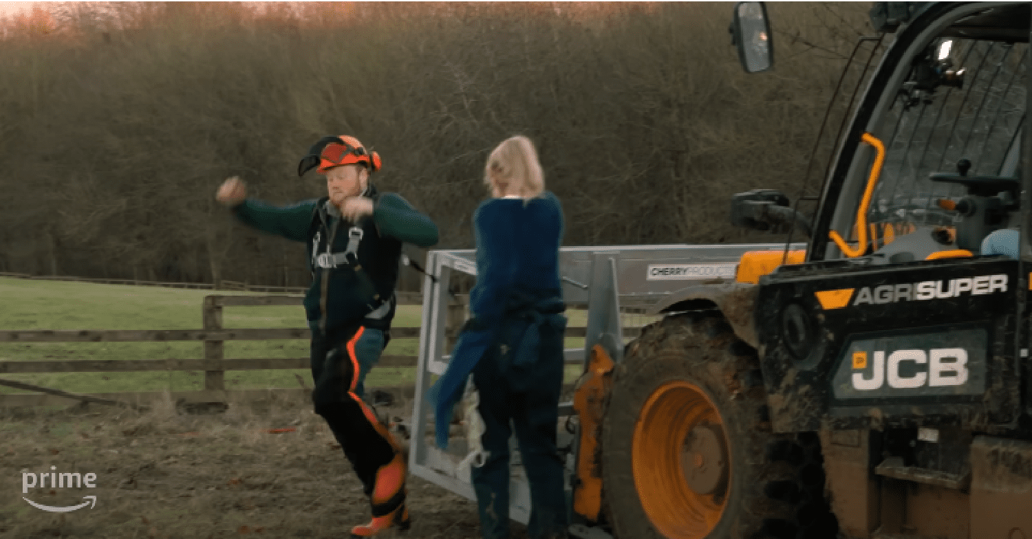 Kaleb being pulled on Clarkson's Farm series three