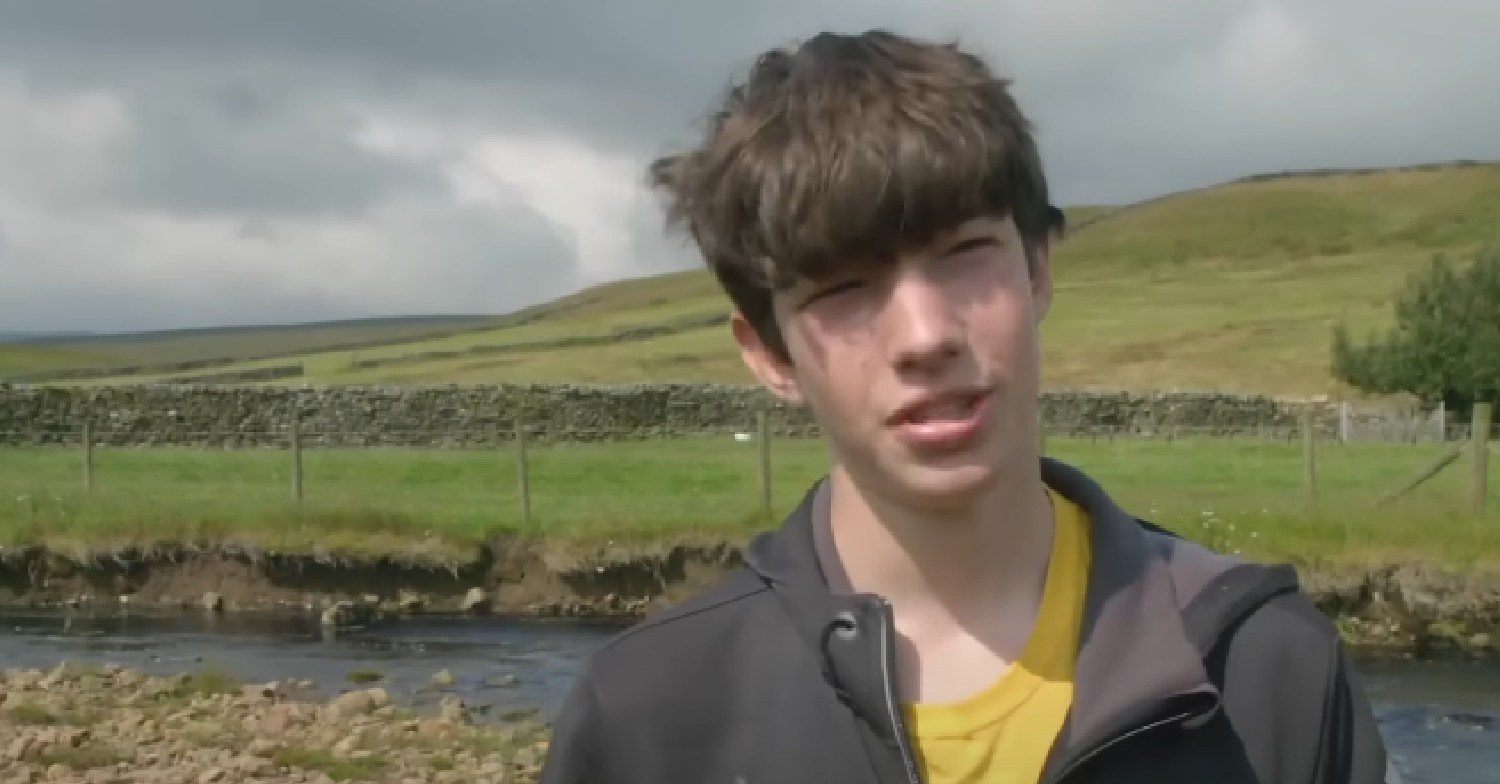 Reuben Owen talking to the camera on Our Yorkshire Farm