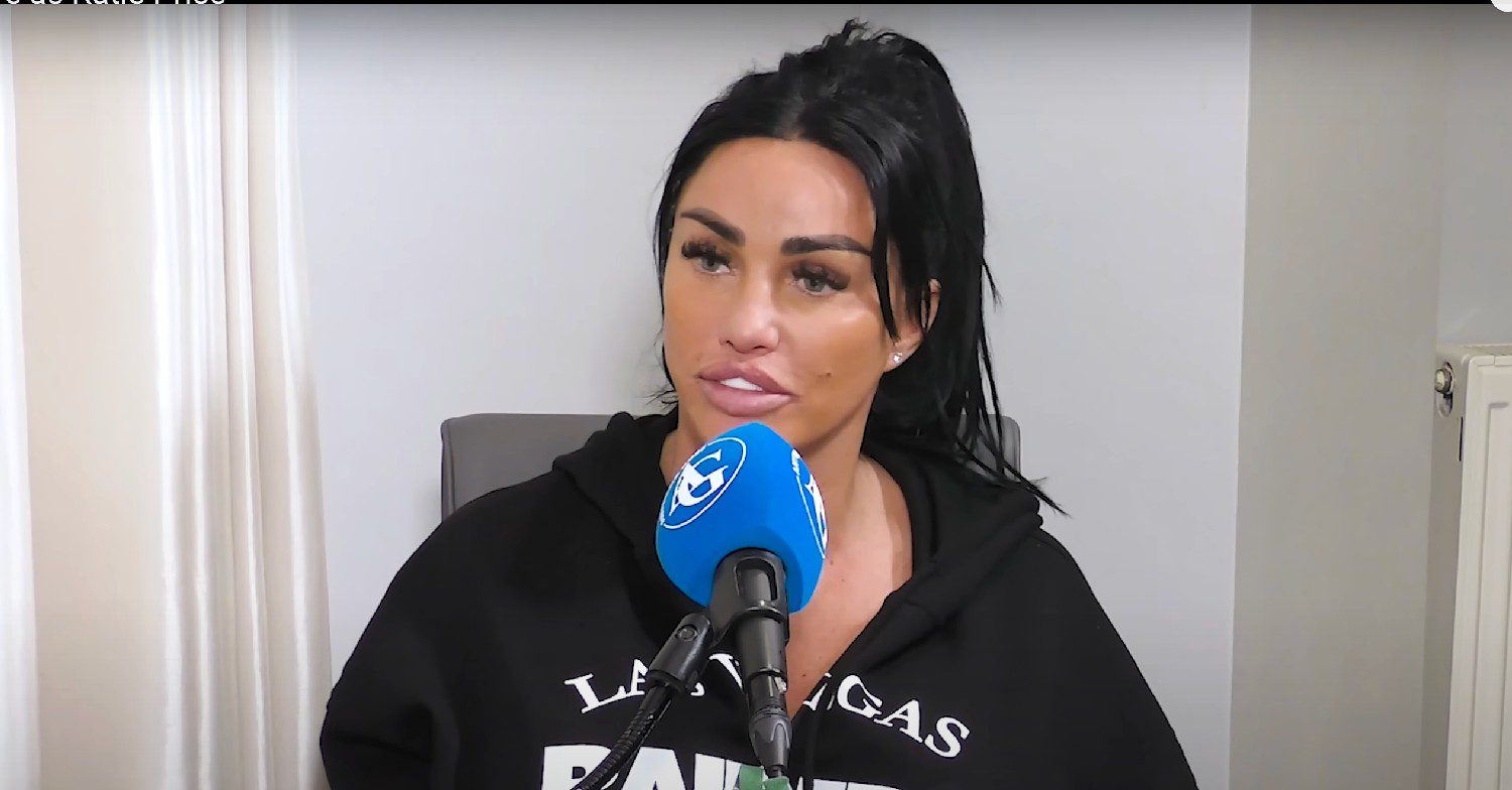 Katie Price speaking on a podcast