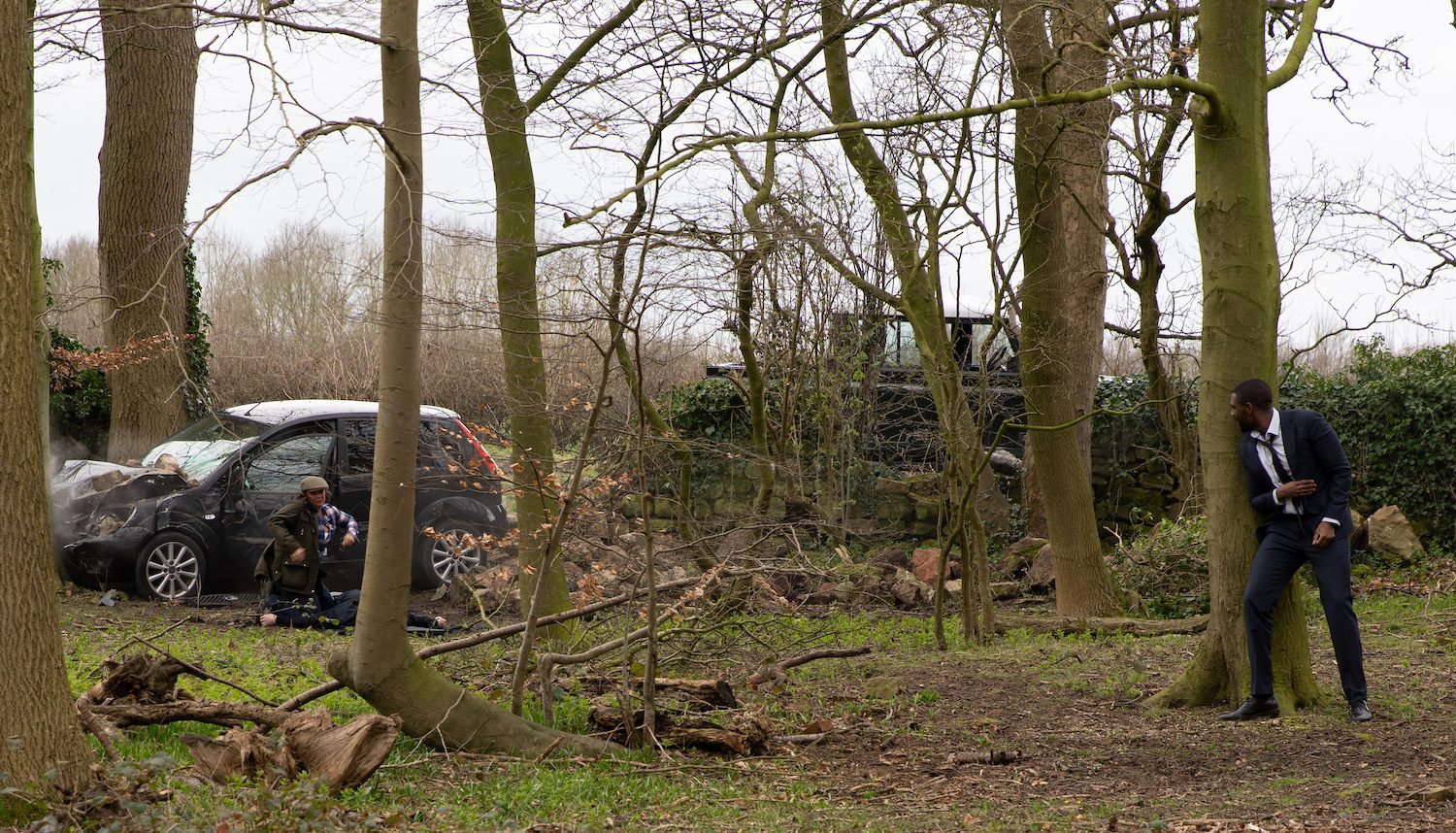 Ethan hides after the crash in Emmerdale