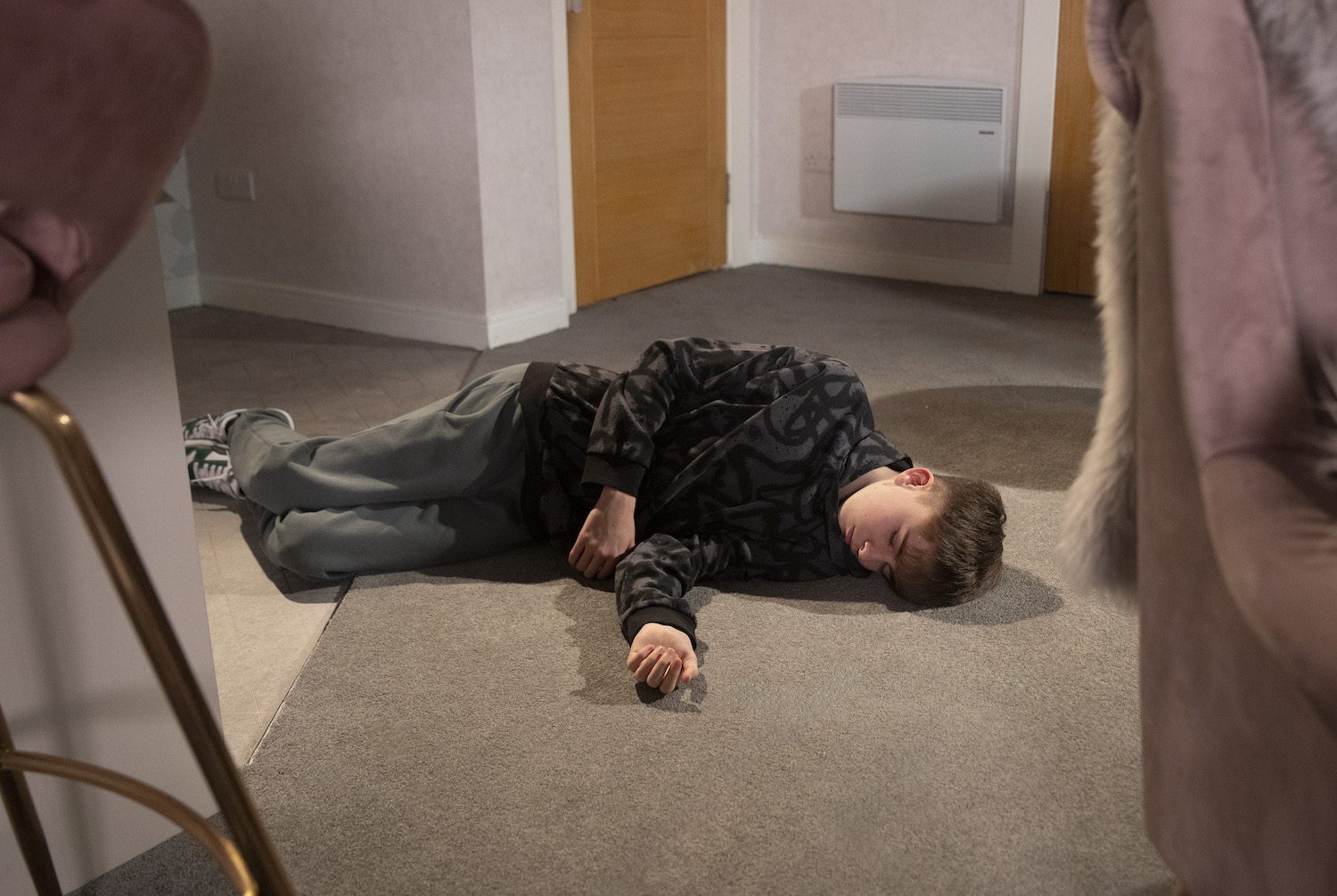 Coronation Street: Liam lies unconscious on the floor