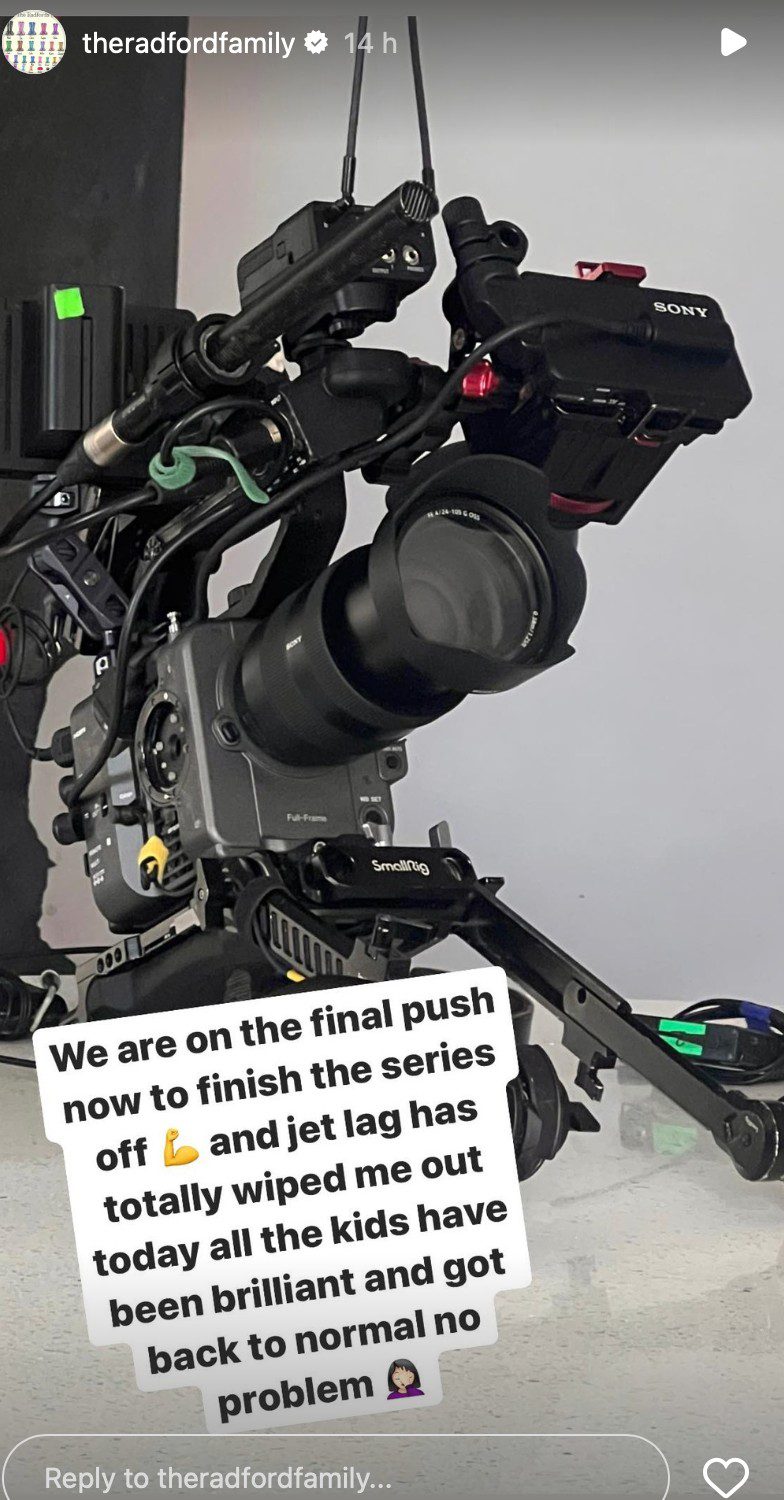 22 Kids and Counting star Sue Radford shares they are filming the series, image of camera on set