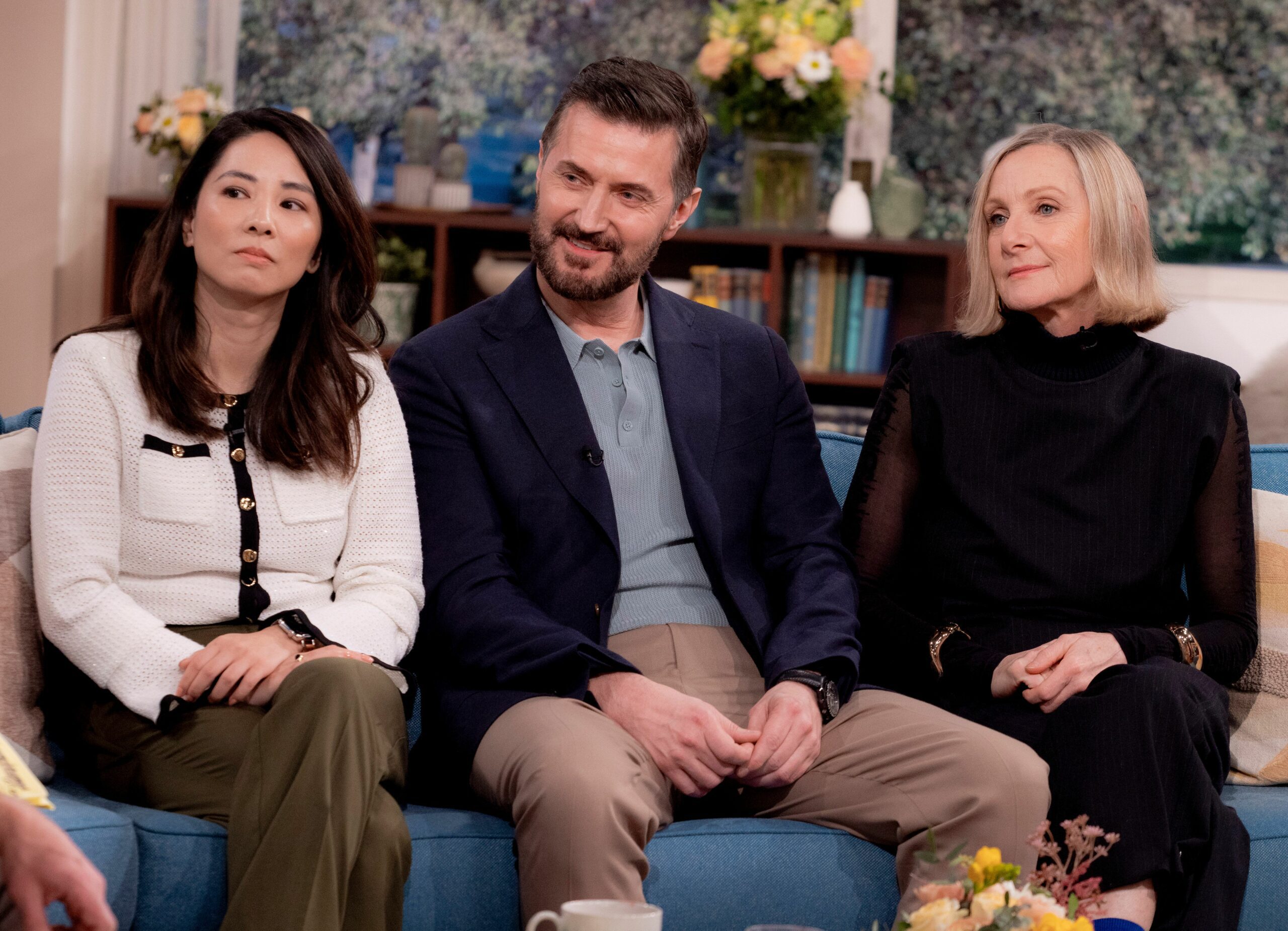 Jing Lisu, Richard Armitage, and Lesley Sharp on the This Morning sofa
