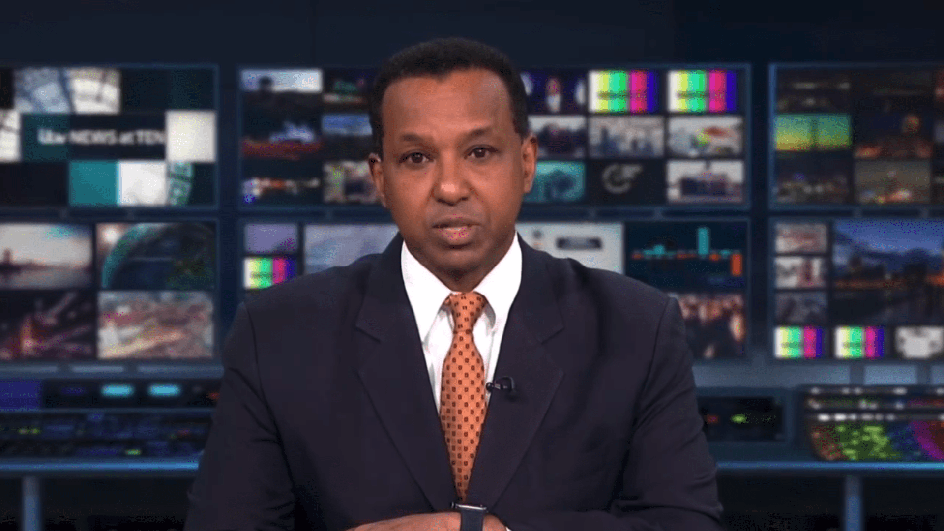 Rageh Omaar reading the ITV News