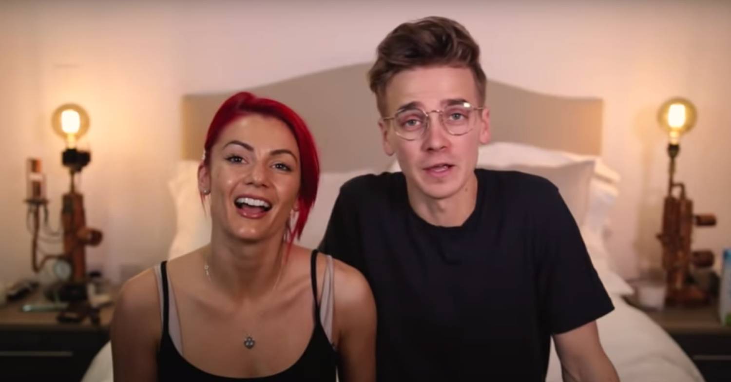 Dianne Buswell sits next to Joe Sugg