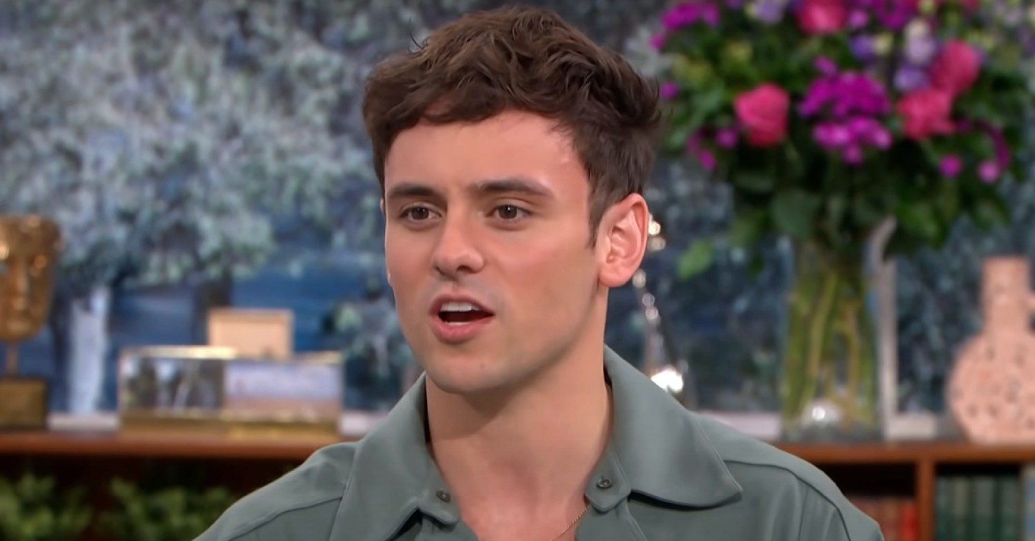 Tom Daley looking annoyed on This Morning