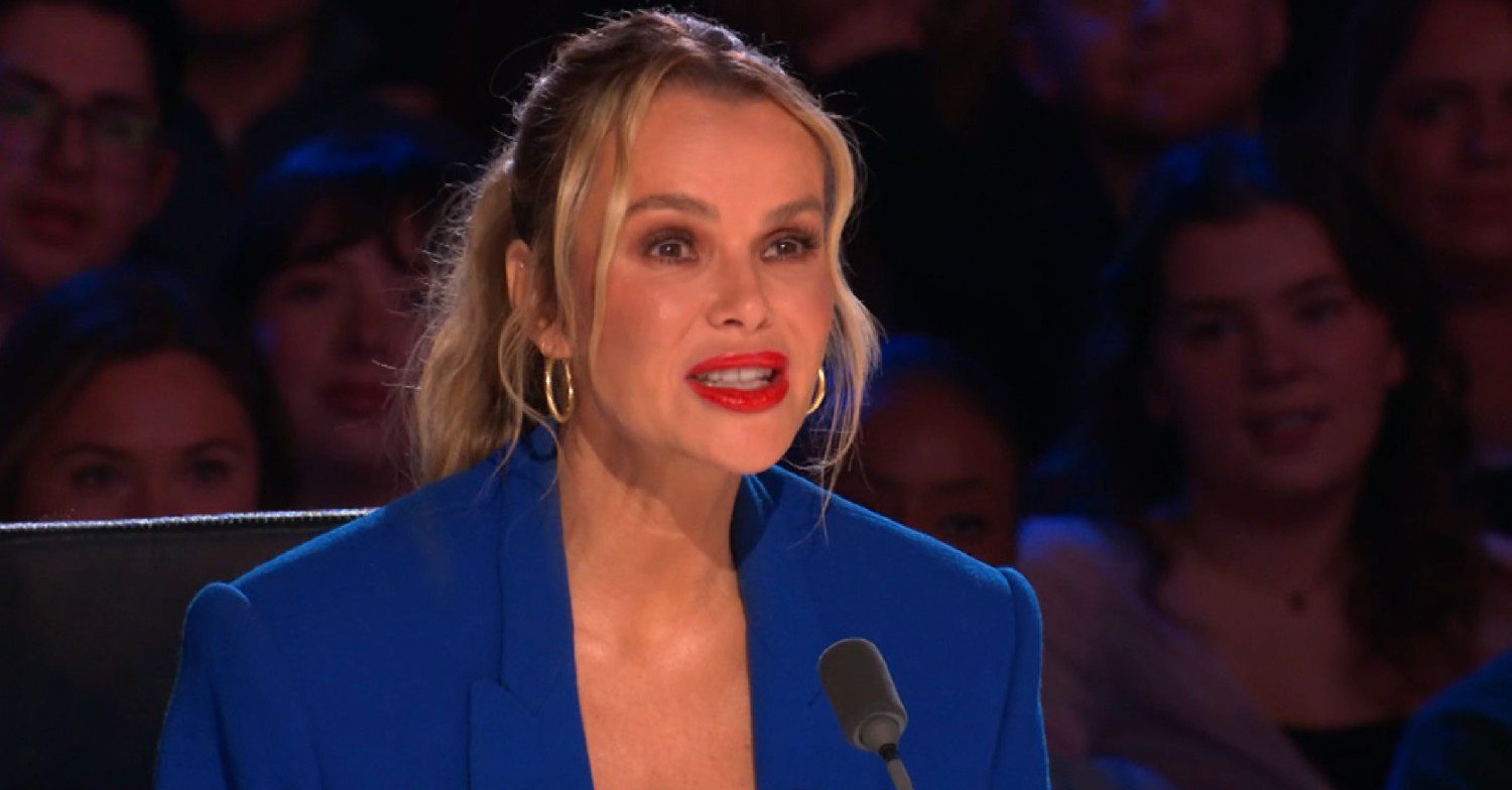Amanda Holden in a blue blazer on Britain's Got Talent 
