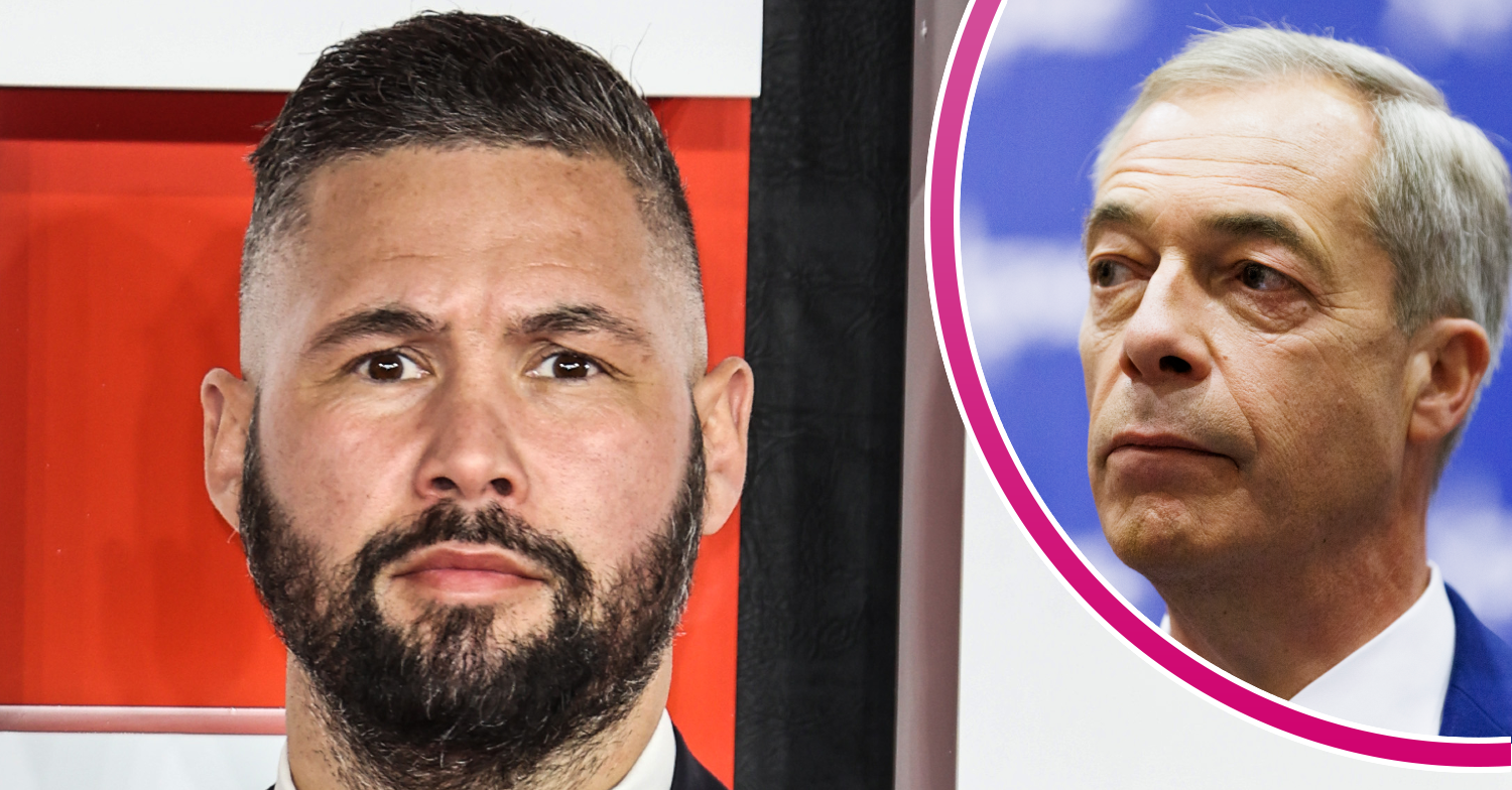 Tony Bellew and Nigel Farage looking straight faced