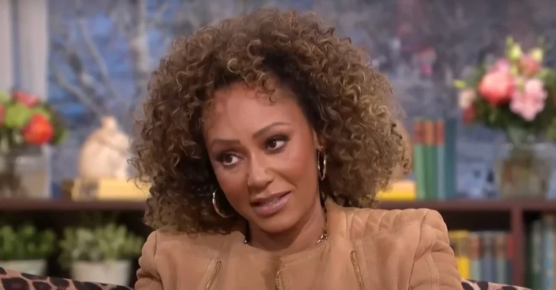 Mel B on This Morning wearing a fur jacket