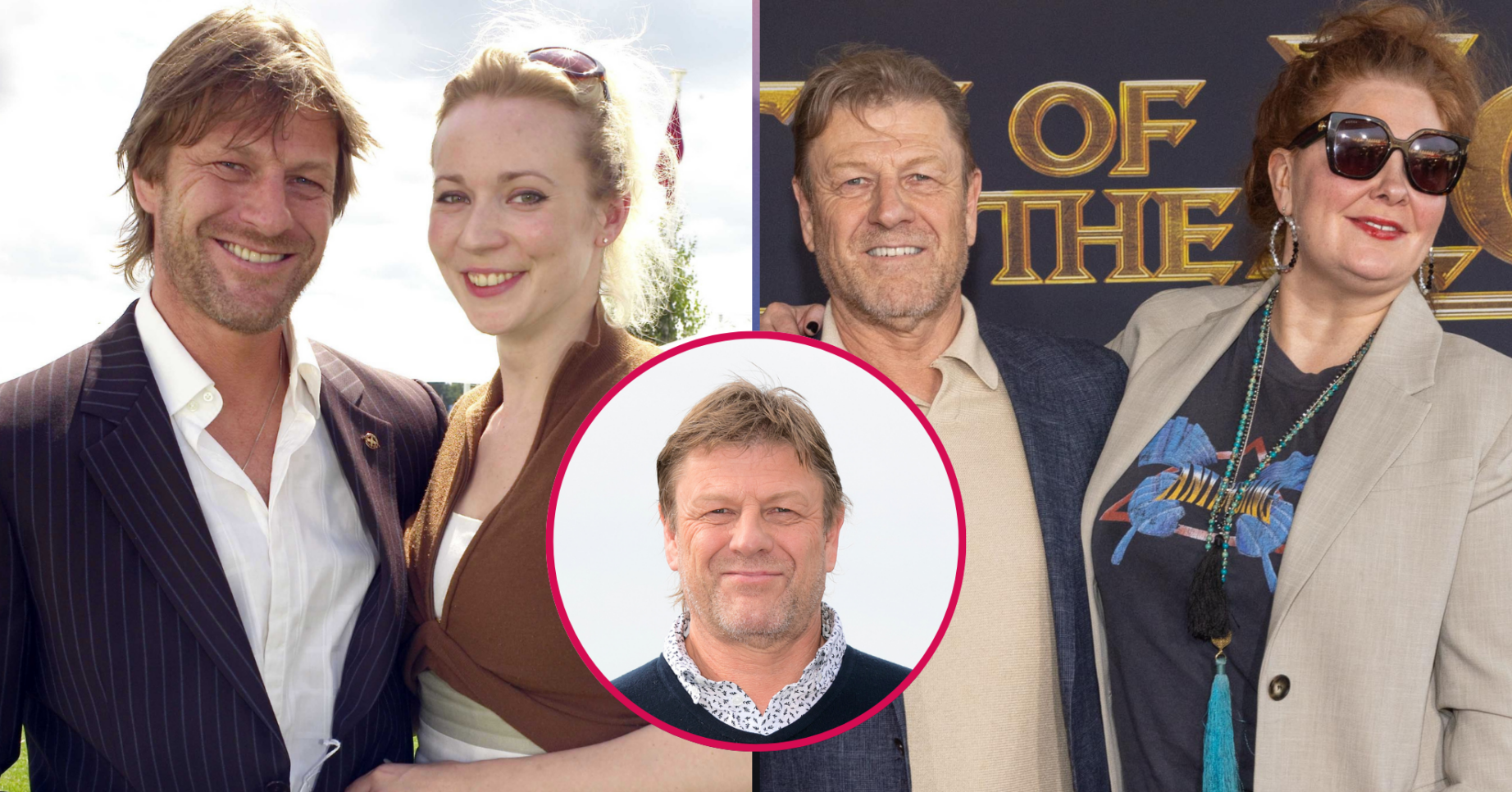 Sean Bean with two of his five wives