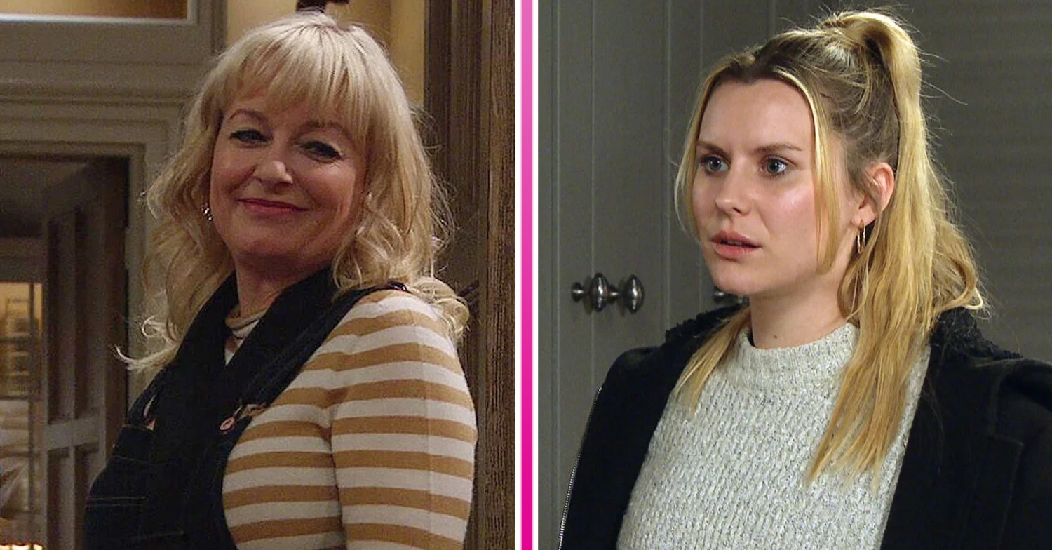 Composite image of Dawn and Rose on Emmerdale; Rose smiling, Dawn looks worried (Credit: ITV/Composite: ED!)