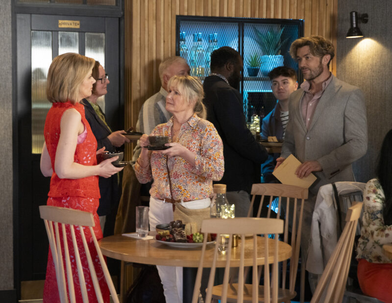 Leanne and Rowan host an Institute event at the bistro in Coronation Street