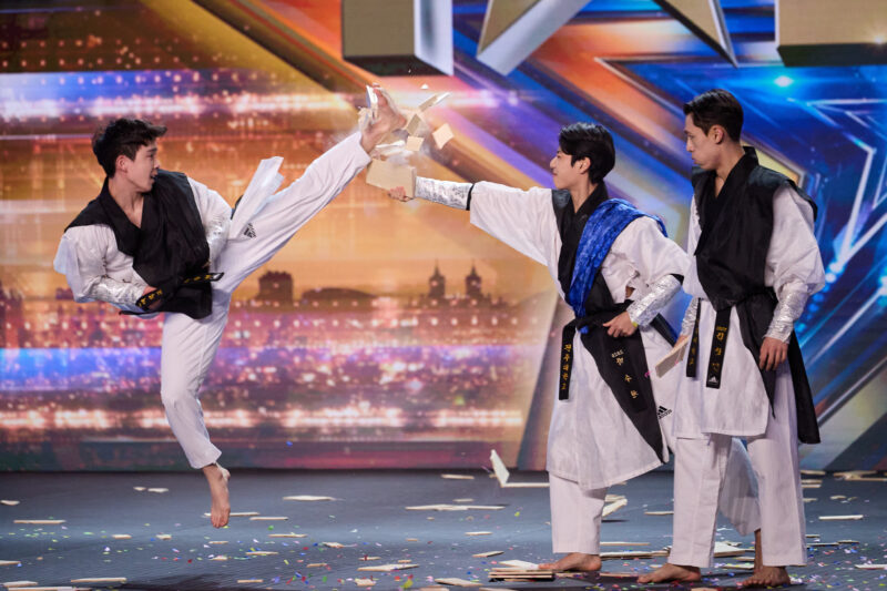 Ssaulabi Performance Troupe perform high kicks on stage of Britain's Got Talent